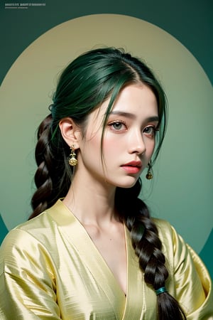 Protrait, photograph, androgynous hunnuman, oval jaw, delicate features, beautiful face, dreadlocked hair, long bangs, long ponytail, bright blue-green eyes, hindu art, Korean