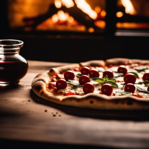 photo of a pizza, depth blur,  dslr, 8k, 4k, realistic, shallow depth of field, vignette, highly detailed, high budget Hollywood movie, bokeh, cinemascope, moody, epic, gorgeous, film grain, grainy