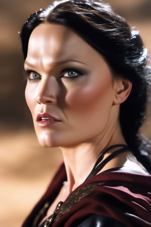 TarjaTurunenQuiron woman, big breasts,sharp focus,(detailed eyes:0.8),remarkable detailed pupils,(highest quality),(best shadow),intricate details,Craft a visually stunning epic movie scene featuring woman and a romantic partner in the midst of a grand battle. Amidst the chaos, they find a quiet moment of connection, embodying the idea of love in challenging times.  Their eyes meet amidst the intensity, conveying a deep bond. The camera, equipped with an 135mm telephoto lens, captures this poignant moment with a tender long shot. Utilize dynamic lighting to emphasize the emotional resonance of their connection. Render this scene with exceptional detail, ensuring their expressions and the surrounding battle are vividly depicted, film still, movie still