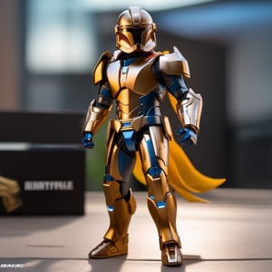 (8k, ultra quality, masterpiece:1.5), (Dutch angle:1.3), ActionFigureQuiron style,action figure box, solo, 1boy, standing, male focus, armor, copyright name, helmet, logo,