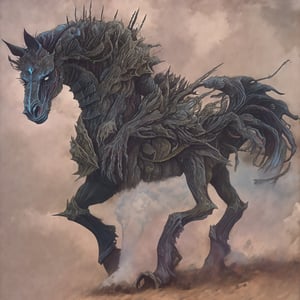 horse in armour, biomechanical monster