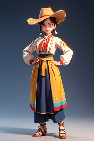 3dcharacter,(full body:1.2),simple background, masterpiece,best quality,(light cream gradient background:1.1) , low poly,(perfect face 1:1)  ,  , videogame style, inspired by the Argentinean gaucho culture, traditional elements such as gauchos in their distinctive clothing, add  a touch of authenticity and cultural richness,3dcharacter, beautiful girl ,wearing beautiful gaucho clothes, gaucho costumes,beautiful body, high resolution, , 3d video game character,