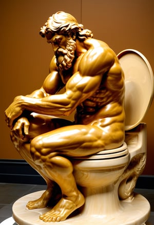 Zeus squatting on a Toilet Seat, art by Auguste Rodin,w00len