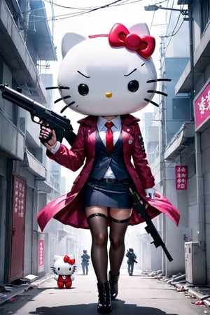 Anime Artwork. Hello Kitty working as a hitman