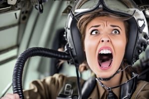 Photo,  Female pilot,  screaming,  inside cockpit,  ww2,  canon 5d mark 4,