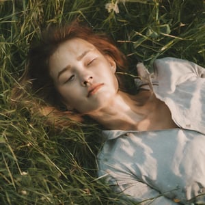 A woman lying in the grass