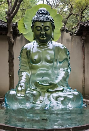 Photo of a status of buddah made of water sleeping 