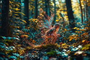 Close-up Photo of a ((Earth fairy)) gliding over forest floor. ral-exposure, in the style of double exposure, neon art nouveau, long exposure, wimmelbilder, layered lines, neonpunk, chiaroscuro, best quality, masterpiece, highres, absurdres, incredibly absurdres, huge filesize, wallpaper, colorful, 8K, RAW, Style by J.C. Leyendecker. Canon 5d Mark 4, Kodak Ektar, 35mm,Long_Exposure 