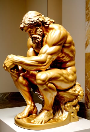 Zeus squatting on a Toilet Seat, art by Auguste Rodin,w00len