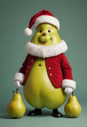 Pear dressed as Santa