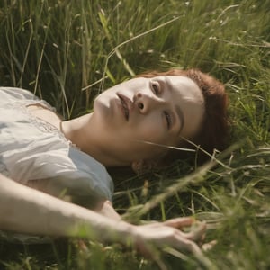 A woman lying in the grass