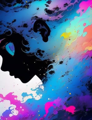 anime drawing art, in the style of crisp neo-pop illustrations, swirling colors, bold and colorful portraits, uhd image, futuristic victorian, splattered/dripped, realistic hyper-detail , Mysterious