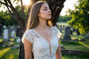 Photo. Profile of a Ukrainian woman in a lace summer dress. She is standing beside a tree with her eyes closed, facing the morning sun. The background is a cemetery.
BREAK
Picture of a Ukrainian woman in a lace summer dress, in profile. She is beside a tree, eyes closed, basking in the morning sun. A cemetery is in the background.
BREAK
Image of a Ukrainian woman wearing a lace summer dress. In profile, she faces the morning sun with eyes closed, next to a tree. The background reveals a cemetery.
BREAK
Snapshot of a Ukrainian woman in a lace summer dress, shown in profile. She stands by a tree, eyes closed, soaking in the morning sun, with a cemetery behind her.
BREAK
Photograph of a Ukrainian woman in a lace summer dress, profile view. She is near a tree, eyes closed, facing the morning sun. The background features a cemetery.
