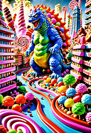   Godzilla destroying Tokyo candyland