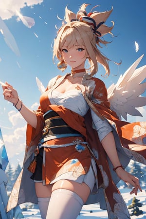 masterpiece,{{{best quality}}},(illustration)),{{{extremely detailed CG unity 8k wallpaper}}},game_cg,(({{1girl}})),{solo}, (beautiful detailed eyes),((shine eyes)),goddess,fluffy hair,messy_hair,ribbons,hair_bow,{flowing hair}, (glossy hair), (Silky hair),((white stockings)),(((gorgeous crystal armor))),cold smile,stare,cape,(((crystal wings))),((grand feathers)),((altocumulus)),(clear_sky),(snow mountain),((flowery flowers)),{(flowery bubbles)},{{cloud map plane}},({(crystal)}),crystal poppies,({lacy}) ({{misty}}),(posing sketch),(Brilliant light),cinematic lighting,((thick_coating)),(glass tint),(watercolor),(Ambient light),long_focus,(Colorful blisters),ukiyoe style,yoimiyadef