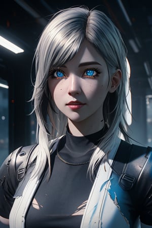 ((Best quality)), ((masterpiece)), (detailed:1.4), 3D, an image of a beautiful cyberpunk female,HDR (High Dynamic Range),Ray Tracing,NVIDIA RTX,Super-Resolution,Unreal 5,Subsurface scattering,PBR Texturing,Post-processing,Anisotropic Filtering,Depth-of-field,Maximum clarity and sharpness,Multi-layered textures,Albedo and Specular maps,Surface shading,Accurate simulation of light-material interaction,Perfect proportions,Octane Render,Two-tone lighting,Wide aperture,Low ISO,White balance,Rule of thirds,8K RAW,torn clothes,white long hair, (girl:1.4),night, detailed eye, beautiful blue eye