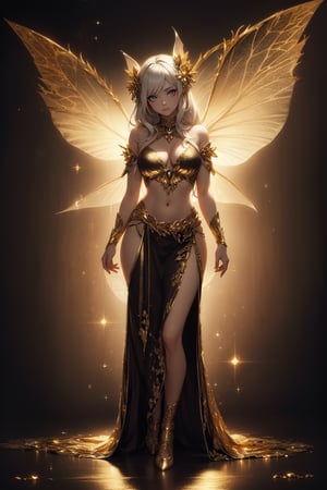 (((gold, silver, glimmer)),full body, faerie), limited palette, contrast, phenomenal aesthetic, best quality, sumptuous artwork