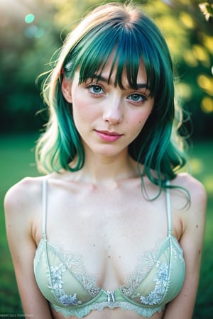 RAW, analog, Nikon Z 85mm, award winning glamour green hair photograph,((best quality)), ((masterpiece)), ((realistic)), 18th century, vintage image, gorgeous  woman wearing,( lace lingerie), 25 year old, huge,breasts, petite, ((small breasts)), innocent, flower pedals in the air, (freckles:0.6), intricate details, highly detailed, sharp focus, professional, 4k, spring flowers blooming, god rays, hand model, stunning blue eyes, petite, delicate, innocent,highres, detailed facial features, high detail, sharp focus, smooth, aesthetic, extremely detailed, photo_\(ultra\), photorealistic, realistic, post-processing, max detail, roughness, real life, ultra realistic, photorealism, photography, 8k uhd, photography, SEMI-SILHOUETTE light, 
,anime,gwen stacy