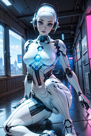 android blue Eyes,,(best quality, masterpiece),3d,futurediff ,  white skin , dynamic pose,highres