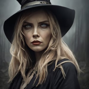 Epicrealism, a beautiful witch with a pointed hat, half turn, gothic fashion, symbol details, extremely detailed image, occult symbology, abstract atmosphere, surreal to the max, 4k definition, illustration, highly detailed, desolation, depressive weather, gloomy, very low light, underworld with ancient details, brilliant cinematic image, impressively intricate, meticulously detailed, dramatic atmospheric, maximalist digital matte painting, darkness, gloomy atmosphere, Hansruedi Giger llllolo art, Hansruedi Giger llllolo art, horror atmosphere, bloody art, unpleasant ,1 red-haired woman,realistic,vivianac