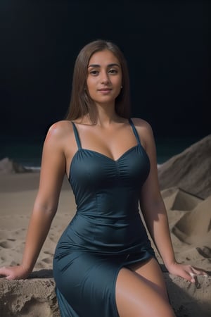 a beautiful smiling woman posing for a masterpiece photo, sitting on sand chair wearing a sexy dress (sexy dress: 1.2),
(professional photo shoot), (high budget photo), (extremely detailed skin), (flawless skin), (model pose), (highly detailed facial features),
(perfect color grading), (high-quality textures and materials), (perfect scenes and environments: 1.9), (precise lighting and shadow effects), (perfect visual quality),
(natural light), (high quality photography), (intricate details), (8k), (HDR), (sharp focus), (medium view: 1.2), (dark atmosphere: 1.2),lCC36ae