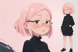 Solo, (mature female:1.6), (big lips:1.5), (short pink straight hair:1.4), pale skin, circle sun glasses

(blush:1.2), (expressionless face:1.5)

(Black short dress sweater:1.3)

 (cartoon:1.1),  upper torso,  hd quality, 4k , very detailed,SAM YANG,EnvyBeautyMix23