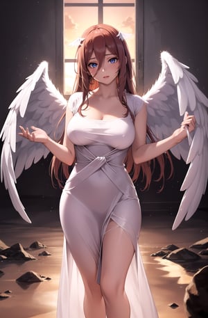 high resolution image, 4k quality image, ultra quality, high quality, angel_wings, angel, (tight dress), REALISTIC PARTICLES, REALISTIC LIGHT PARTICLES, realistic, in a sunset, Angel wings, nm1,