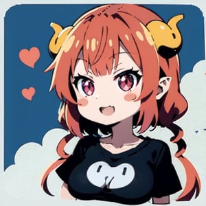 Animestyle, cute, medium_breasts, stickers, icon,  long t-shirt full black, detailed face