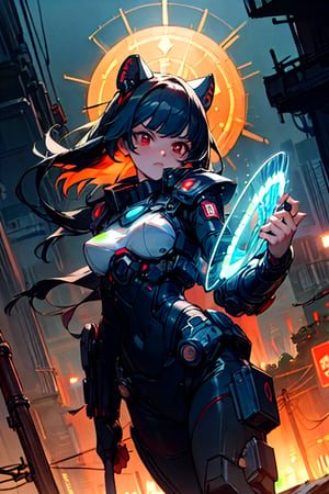 (masterpiece:1.4),(best quality:1.4),1 tanuki_demon, (cyberpunk:1),(evil expression:1),(tokyo tower background at night:1),blue_energy_shield:1,energy_shield in arm,