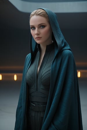 sci-fi style ethereal fantasy concept art of  stylized by Jakub Różalski, photograph, (dune, movie, director denis villeneuve, cinematic, science fiction, futuristic, sci-fi epic, lady jessica, 1 women, blondie hair, eyes blue, bene gesserit, black silk cloak fabric lace, dark at night, futuristic concrete interior:1.1) , Foggy conditions, Sony A7, 50mm, Fujicolor, cyberpunk, concept art, cyber, A photograph capturing the stylized cinematic vision of Denis Villeneuve's Dune. In the foreground, Lady Jessica in her black silk cloak fabric lace stands out against the foggy conditions. The scene takes place within a futuristic concrete interior at night. The photographer Jakub Różalski used a Sony A7 and a 50mm lens with Fujicolor to capture this science fiction setting. This image is reminiscent of cyberpunk concept art featuring cyber Assistant.  . magnificent, celestial, ethereal, painterly, epic, majestic, magical, fantasy art, cover art, dreamy . futuristic, technological, alien worlds, space themes, advanced civilizations,Dune,Oil painting of Mona Lisa ,directed by Denis Villeneuve