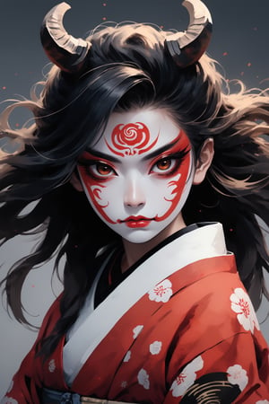 1 young woman,,Japanese oni