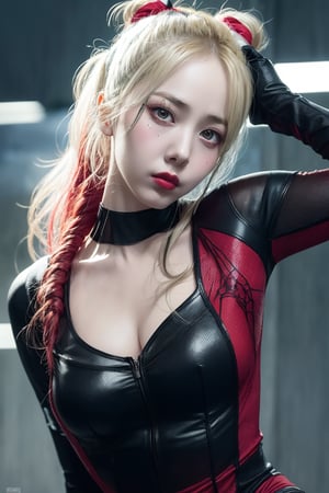 spiderwoman outfit on harleyquinn as a spiderwoman, perfect gorgeous hd high resolution flawless perfect facial features soft makeup hd 4k 12k vintage 35mm film photo live action, red, black, white, spidersuit














(masterpiece), (best quality), intricate details:0.2,Best quality, masterpiece, ultra high res, (photorealistic:1.4), high quality photo, photo quality using the best camera, cool color, (quality photo), ((quality hair pictures, detailed hair pictures, fine hair pictures)), detailed skin, intricate, 8k, HDR, cinematic lighting, sharp focus, Hyperrealistic, Beautiful, perfect light. impeccably detailed, 8k, 32k, UHD,1 girl,photorealistic,Hyper detailed,