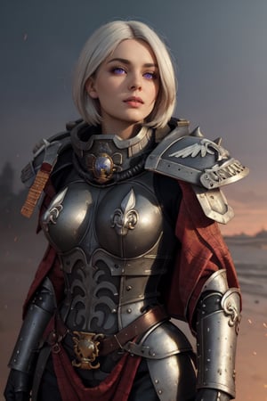 ((Masterpiece, best quality,)), (combat pose:1),1girl,edgAdepta, looking at viewer, lips, (short hair), (white hair),(purple eyes),wind background ,wearing edgAdepta,power armor,shoulder armor,skull emblem,EDGADEPTA, Dynamic Beautiful Pose, Natural Light, ((Real) ) Quality: 1.2 )), upper body, Cinematic Lighting, Perfect Composition, Super Detail, Official Art, Masterpiece, (Best Quality: 1.3), Reflection, High Resolution CG Unity 8K Wallpaper, Detailed Background, Masterpiece, (Photorealistic): 1.2), upper body,,Eda Clawthorne,shoulder ,background