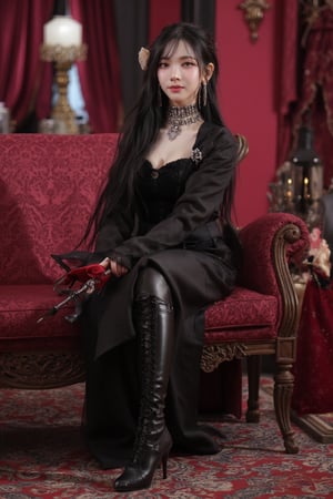 Full Frame: 
HDR photo of an 18 year old woman, ohwx woman,

full body of yorforger2 ,  vivid color,  yor briar, black hair, red eyes, 2nd clothes, black dress, black hair, thighhighs, high heels, fingerless gloves, dagger, hair ornament, two-sided fabric, black gloves, high heel boots, hairband, flower, black footwear, vaporwave,


,amazing smile, perfect eyes . High dynamic range, vivid, rich details, clear shadows and highlights, realistic, intense, enhanced contrast, highly detailed

,masterpiece,best quality,ultra detailed,ultra detailed face,film style,film grain,FilmGirl,Text,Cinematic ,ohwx woman