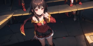 image for desktop, megumin, full body looking straight ahead,  standing,
dramatic lighting, pov,
 intricate background,
realism,realistic,portrait,photorealistic, 
sweet face,