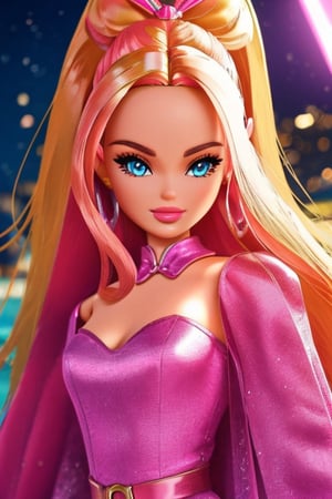  barbie con ropa de goku,hermosa cara, ojos perfectos, super saiyan , {{{masterpiece}}}, {{{best quality}}}, {{{ultra-detailed}}}, {cinematic lighting}, {illustration}, 1girl,