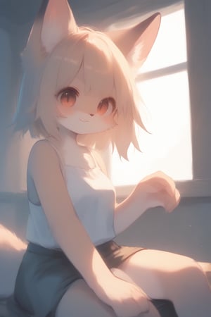 background_barn, straw, windows, sun, 

1girl, black_hair, short_hair, straight_hair, red_eyes, furry_girl, fox_ears, fox_tail, furry, girl_fox, making_coffe, cute, awakening,