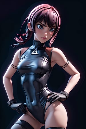 1woman, (masterpice), best quality, high quality, high detailed, (solo), pixiv, cg, unity, (4k), 3D, CGI, black gloves, leotard, sexy, modeling pose, (nfsw)