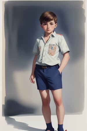 Watercolor and pencil. 15yo guy. striped short-sleeved shirt, grey fabric shorts and fabric espadrilles
Children's clothing
Vintage clothing
Provençal clothing
Le Château de ma Mère
Marcel Pagnol, Dandi, Drawing, Thick Outline, Betm, Beitemian, Hogarth Hughes, Auburn Hair, Blue Eyes, lora:watercolor and pencil, gouache, thick paper:0.5,Watercolor and pencil.,framing medium-sized eyes 