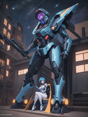 A woman is wearing an all-white mecha costume, with blue parts and luminous couplings. The mecha suit is very tight on the body and has cybernetic armor. She has gigantic breasts and short, blue, mohawk hair with a fringe that falls in front of her eyes. She is looking directly at the viewer. She is in an alien aircraft filled with technological structures, machines, computers and aliens armed with lasers. The aircraft has elevators and windows that show outer space, ((She is striking a sensual pose, leaning on anything or object, resting and leaning against herself over it)), ((full body)), super_metroid, mecha, UHD, best possible quality, ultra detailed, best possible resolution, Unreal Engine 5, professional photography, perfect hand, fingers, hand, perfect, More detail,