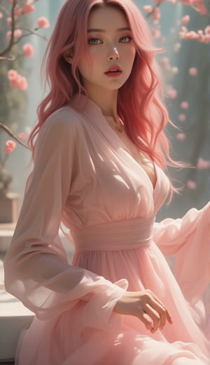 Professional sensual photography of a slim waifu, coming down stairs, looking to viewer with sensual expression slighty open mouth.
Wearing weddings dress in pink and white colors.
(colorful hair in very long length).
8k HDR, ultra realistic lighting and shadows, ultra realistic textures.
(MASTERPIECE), (Expressive eyes), (really happy)