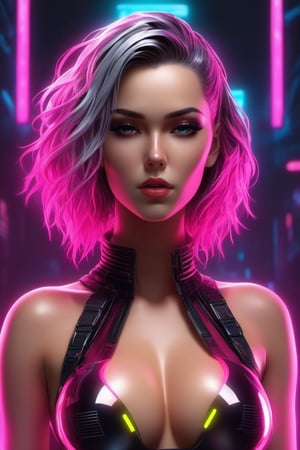 there  is VALKYRIE standing, long hair, 3 d neon art of a womans body, neon-noir background, cyberpunk femme fatale, seductive cyberpunk dark fantasy, cyberpunk strip clubs, cyberpunk 20 y. o model girl, oppai cyberpunk, banner, high definition cgsociety, cgsociety masterpiece, trending on cgstation, kda, random hair, looking at camera, gigantic breasts, cleavage, (high detailed skin:1.2), 8k uhd, dslr, super lighting, high quality, film grain, high res, highly detailed, hyper realistic, beautiful face, beautiful body, beautiful eyes nose lips, alluring expression, very bold, upper  visible, full body photo, standing legs apart, pale translucent glowing skin, most beautiful face, cute, (well defined pubic hair:1.2)), (dark plain black background:1.4))