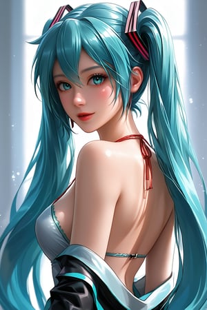 (masterpiece), best quality, expressive eyes, perfect face, Hotsune Miku, sexy, backshot