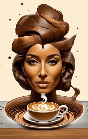 art deco coffee art, in the style of expressive facial animation, afrofuturism, paint dripping technique, hyper-realistic water, realistic perspective, digital art techniques, caravaggism --ar 8:11 --s 750