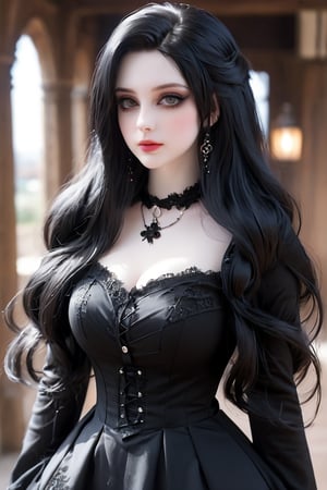 score_9, score_8_up, score_7_up, score_6_up, score_5_up,    401s, 1girl, curvy, goth, pale skin, blushing, doll joints, Extremely long hair