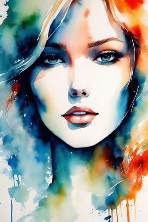 Make a watercolor painting of a sexy girl