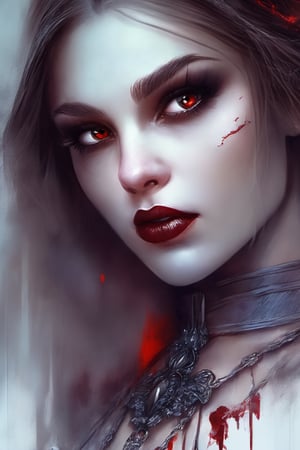 beautiful vampire girl, colours splashed eyes, color accents, town, concept art, digital painting, ethereal, epic, 32k, intricate details, sharp focus, detailed face, delicate face, Perfect face, detailed large reflective eyes, by DKCW, smooth reflective light, realistic, black and white, comic style