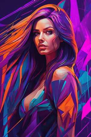 (masterpiece:1.1), (highest quality:1.1), (HDR:1.0), abstract ,very long flowy hairstyle absurdly long hair girl trending in artstation ,attractive,, shapely, stylish, designer, cosmic purple and orange, asymmetrical, geometric shapes, graffiti, street art, verticality theme,Leonardo Style,cyberpunk mood,cybernetic style
