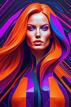 (masterpiece:1.1), (highest quality:1.1), (HDR:1.0), abstract ,very long flowy hairstyle absurdly long hair girl trending in artstation ,attractive,, shapely, stylish, designer, cosmic purple and orange, asymmetrical, geometric shapes, graffiti, street art, verticality theme,Leonardo Style,cyberpunk mood,cybernetic style,white skin,full_body
