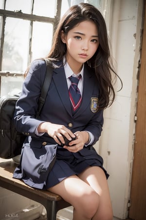 (photorealistic:1.4),beautiful young woman, school uniform,